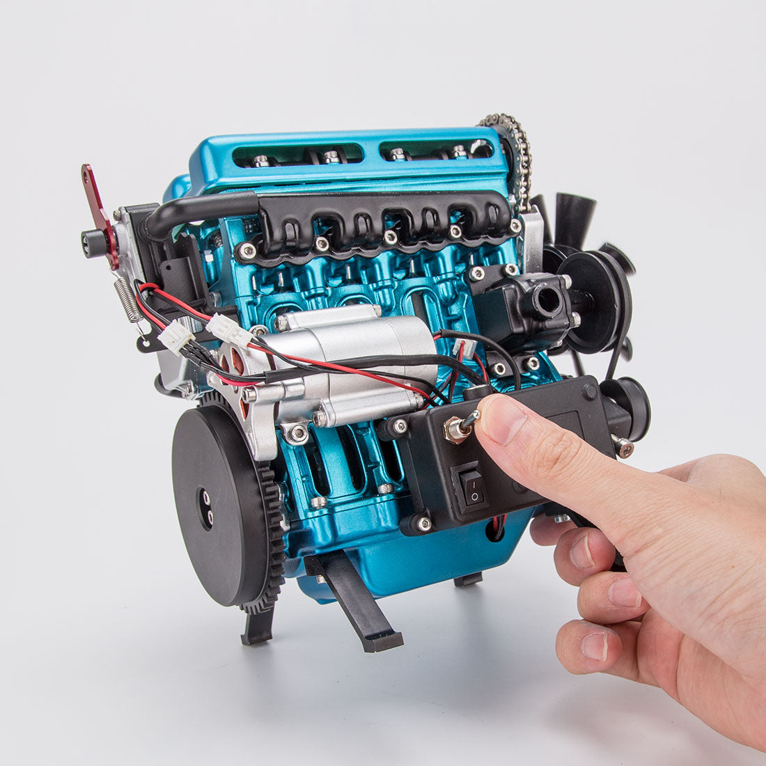 TECHING L4 Engine Model Kit that Works - Build Your Own Engine - Full Metal 4 Cylinder Car Engine Kit Car Engine Model Upgraded Version