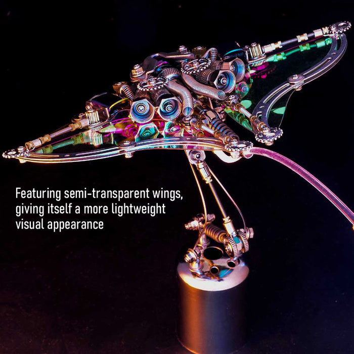 Mechanical Manta Ray 3D Steampunk Metal Kits with Bright Eyes and Translucent Wings