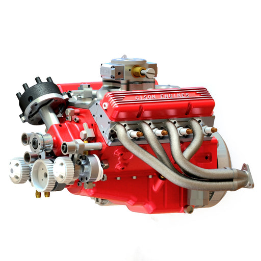 CISON Small-block 44CC 1/6 Scale Water-Cooled OHV 4-Stroke V8 Gasoline Engine Internal Combustion Model Kit that Works chevrolet ford