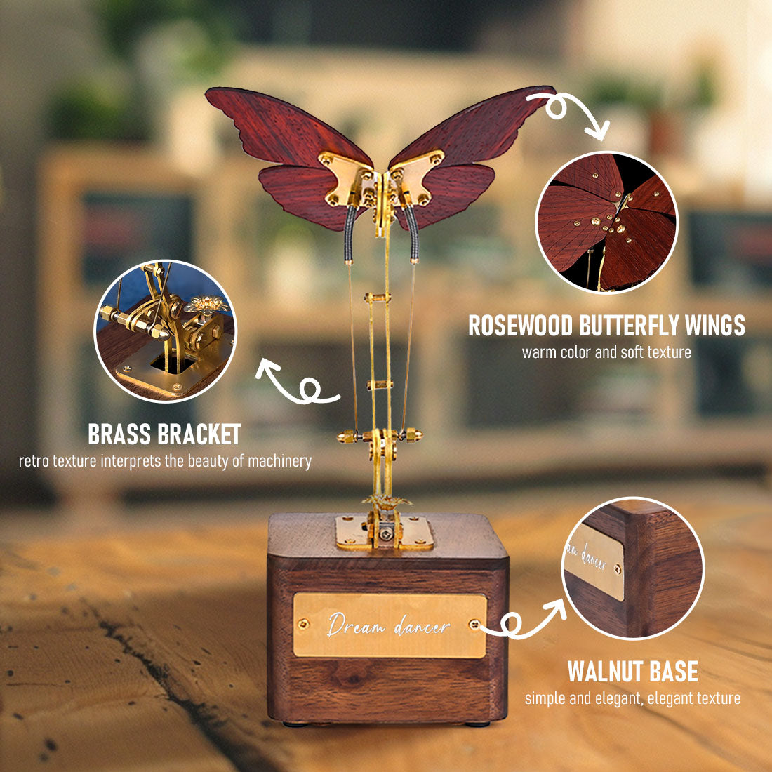 Flying Butterfly Model Kit 3D Dynamic Mechanical Crafts Kinetic Butterfly Model Kit for Kids, Teens, and Adults