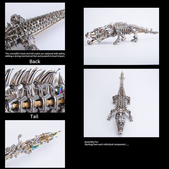 3D Metal Sleeping Crocodile DIY Metal Puzzle Model Kit Mechanical Assembly Crafts 1500+PCS