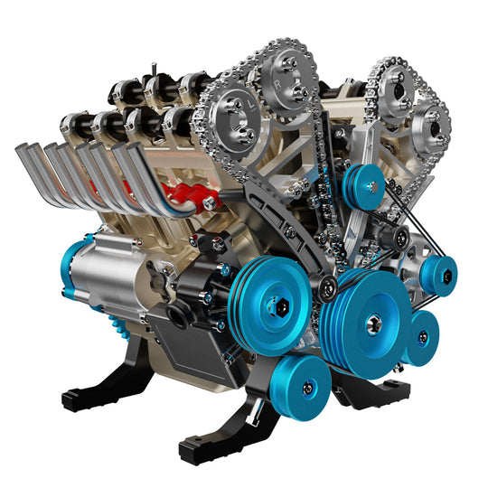 V8 Engine Model Kit that Works - Build Your Own V8 Engine - TECHING 1: 3 Full Metal V8 Car Engine Model Kit 500+Pcs