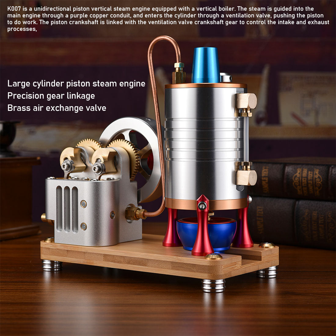 Retro All-metal Vertical Twin-Cylinder Steam Engine Model with Dynamic Balanced Crankshaft RTR STEM Model