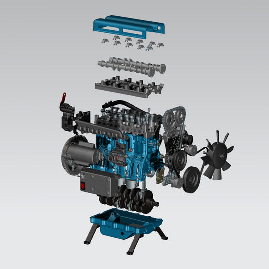 TECHING L4 Engine Model Kit that Works - Build Your Own Engine - Full Metal 4 Cylinder Car Engine Kit Car Engine Model-enginediy