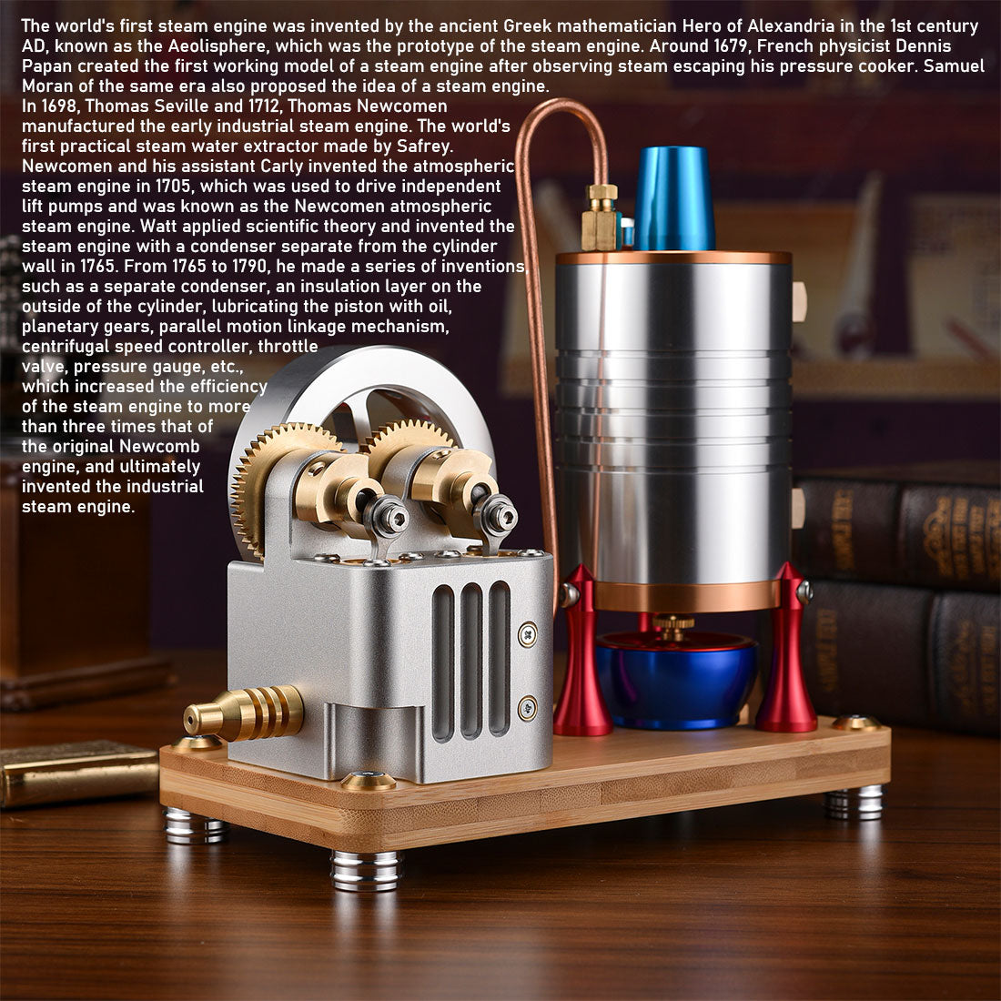 Retro All-metal Vertical Twin-Cylinder Steam Engine Model with Dynamic Balanced Crankshaft RTR STEM Model