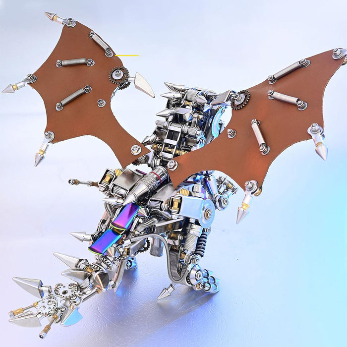 3D DIY Mechanical Dinosaur with Wings Punk Metal Assembly Dinosaur Model Creative Trendy Desk Ornament