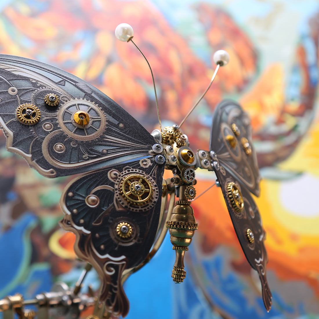 Mechanical 3D DIY Dynamic Butterfly Metal Model Building Kits with Music Box