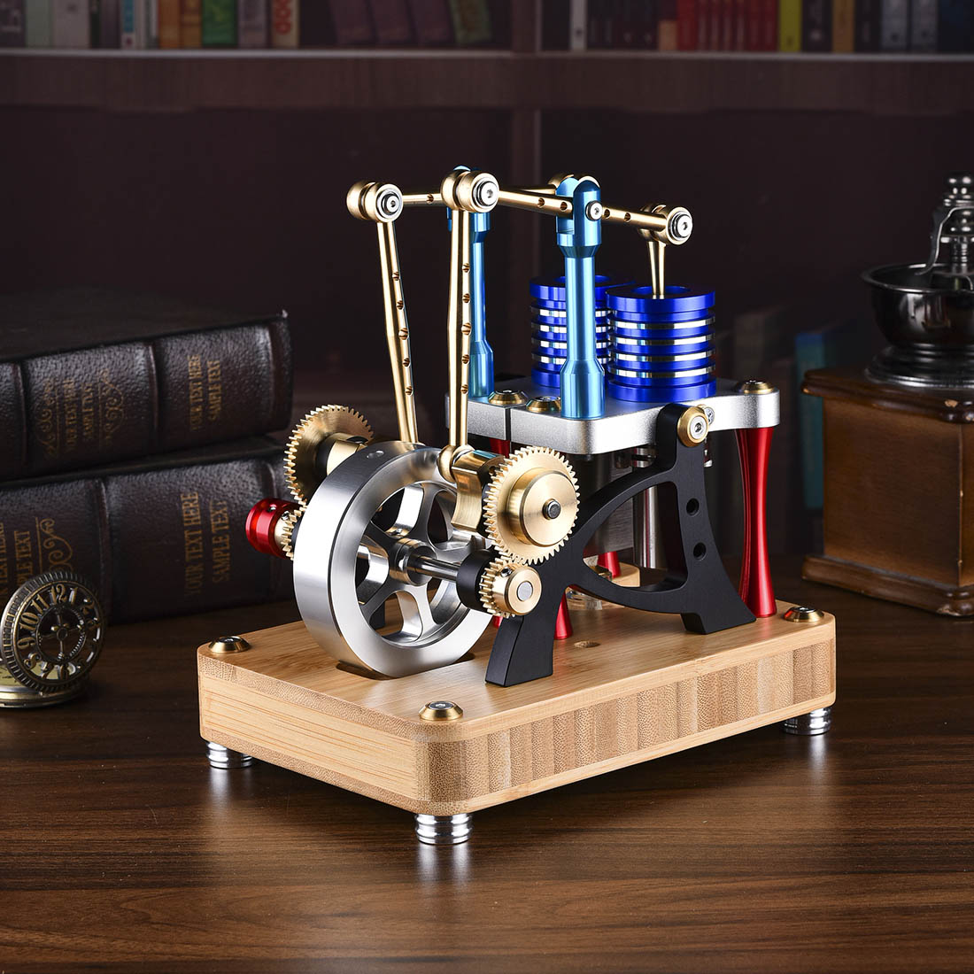 enjomor alpha balance beam dual cylinder hot air stirling engine external combustion engine model