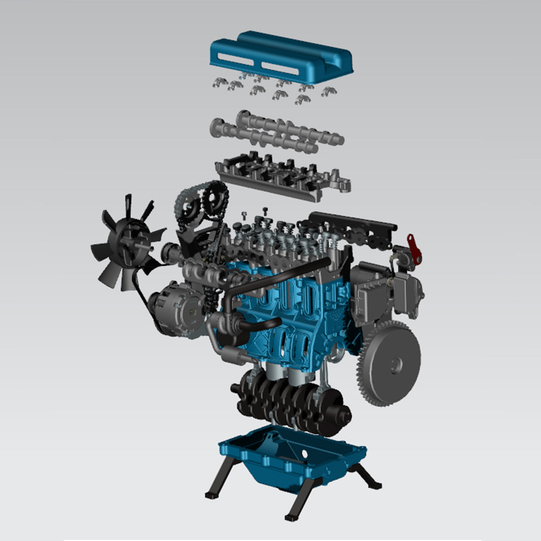 TECHING L4 Engine Model Kit that Works - Build Your Own Engine - Full Metal 4 Cylinder Car Engine Kit Car Engine Model-enginediy