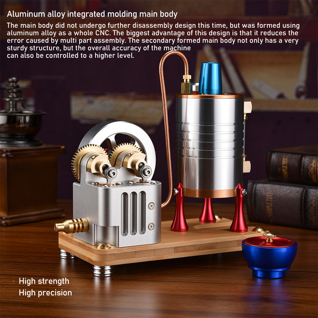 Retro All-metal Vertical Twin-Cylinder Steam Engine Model with Dynamic Balanced Crankshaft RTR STEM Model