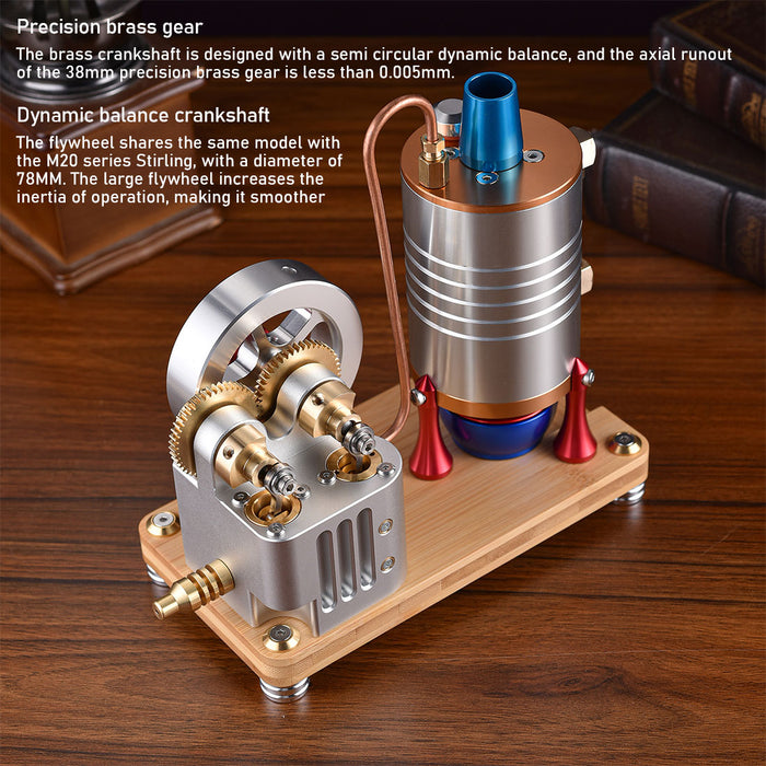 Retro All-metal Vertical Twin-Cylinder Steam Engine Model with Dynamic Balanced Crankshaft RTR STEM Model