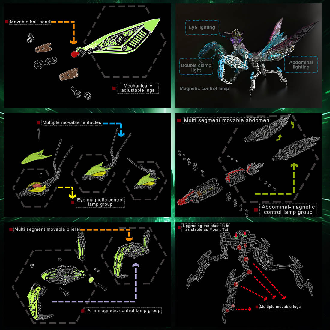 3D Metal Mechanical Mantis DIY Assembly Insect Model Kits Creative Ornaments-1000+PCS