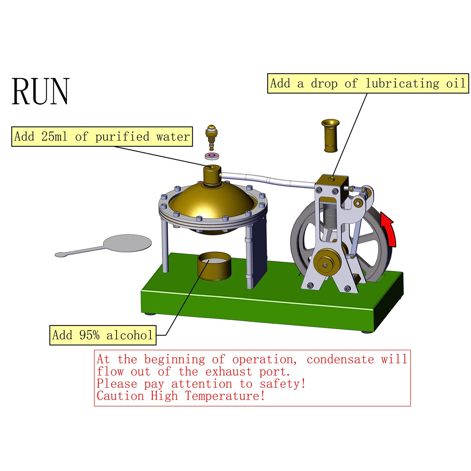 ENJOMOR Retro Vertical Steam Engine Kit with Spherical Boiler and RETROL Mini Steam Generator and Lamp Scene Model Set