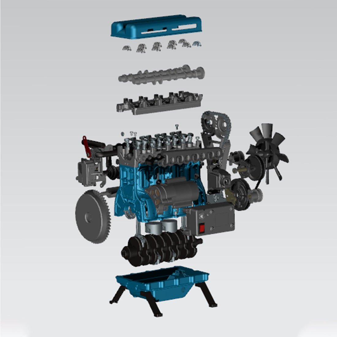 TECHING L4 Engine Model Kit that Works - Build Your Own Engine - Full Metal 4 Cylinder Car Engine Kit Car Engine Model-enginediy