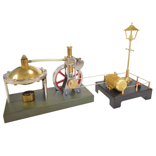 ENJOMOR Retro Vertical Steam Engine Kit with Spherical Boiler and RETROL Mini Steam Generator and Lamp Scene Model Set