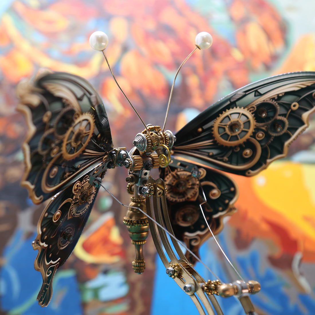 Mechanical 3D DIY Dynamic Butterfly Metal Model Building Kits with Music Box