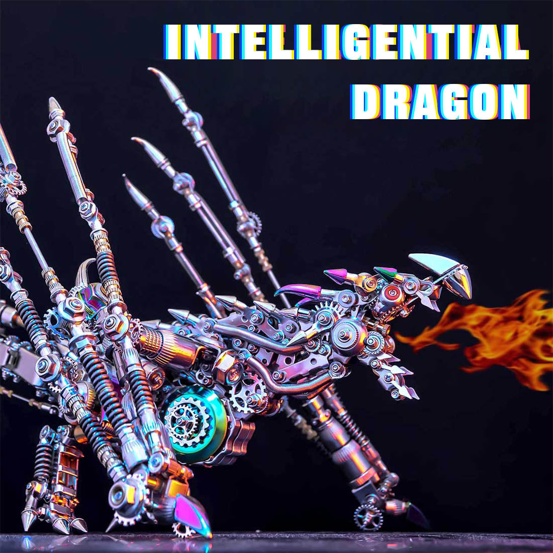 3D Metal Intelligential Dragon Model DIY Assembly Model-1390+PCS