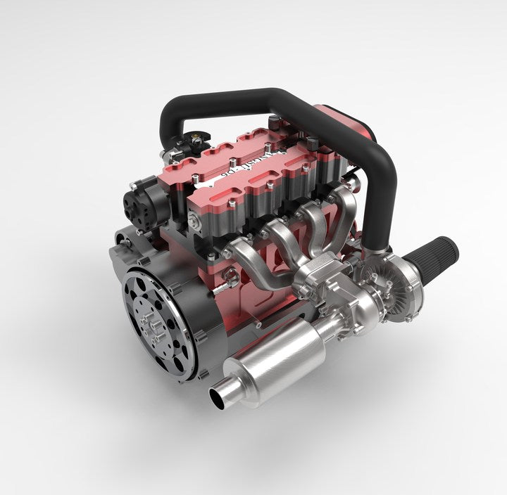 ENJOMOR L4 Engine GS-L4 36cc DOHC Inline 4 Cylinder 4 Stroke Water-Cooled L4 RC Gasoline Engine Model that Works - Speed Up to 12,000rpm