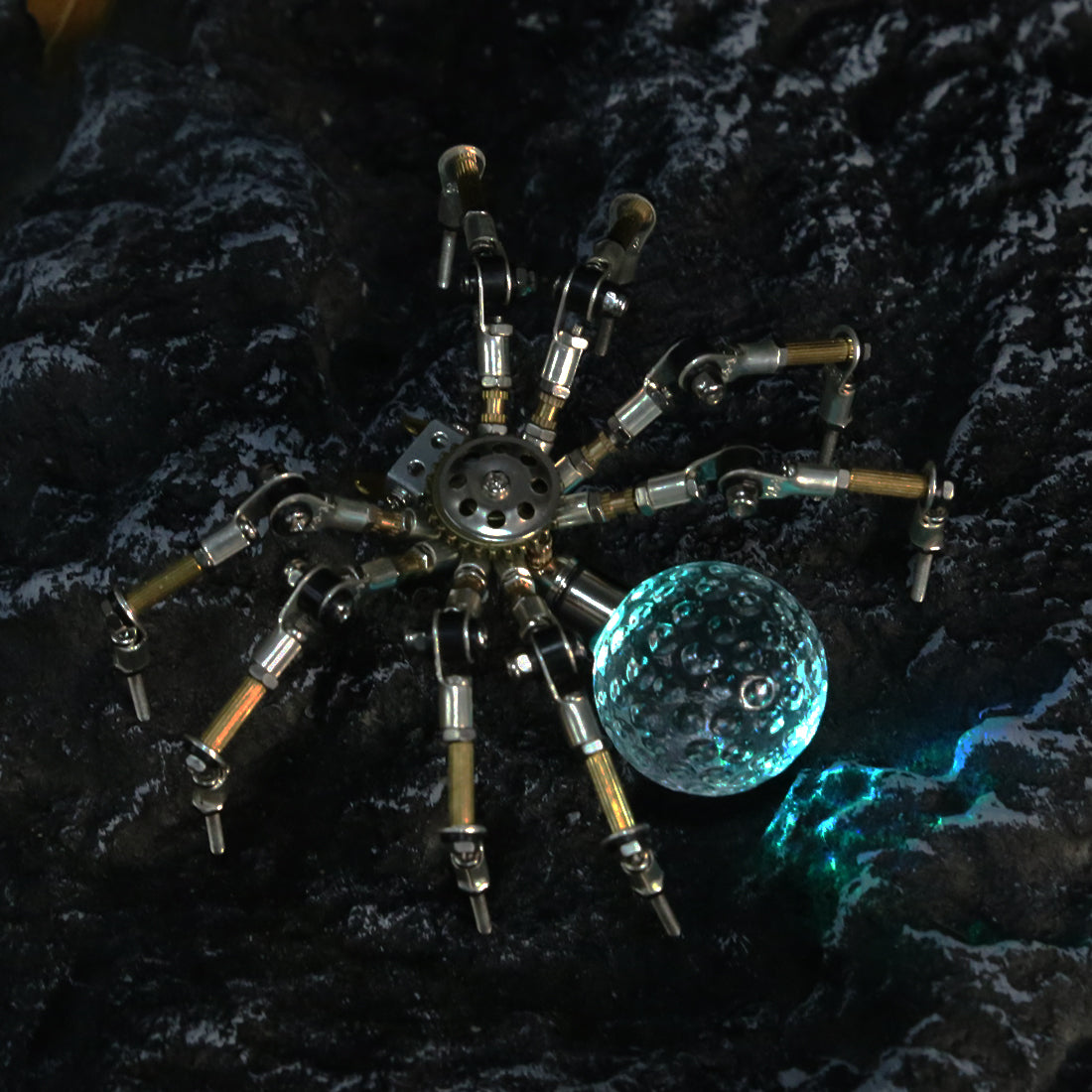 3D Metal Spider Model DIY Kits with 3CM Glowing LED Crystal Ball -270PCS+