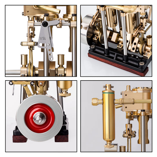 KACIO LS2-13S Vertical Steam Engine 2-cylinder Reciprocating Steam Engine with Oil Cup Reverse Rotation Steam Model Boat