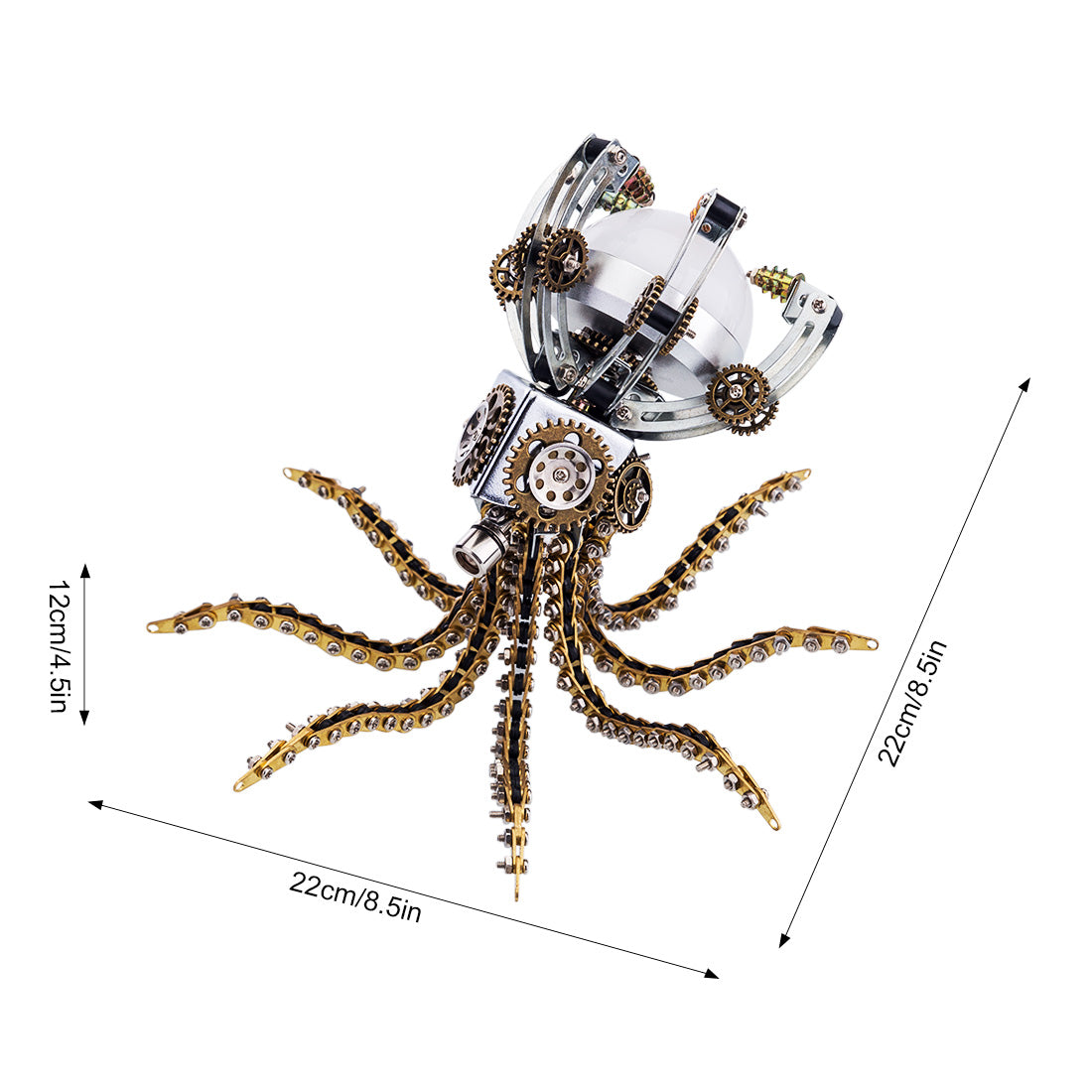 3D Metal Steampunk Galaxy Craft Puzzle Mechanical Octopus with Desk Lamp Model DIY Assembly for Home Decor Creative Gift-1060PCS