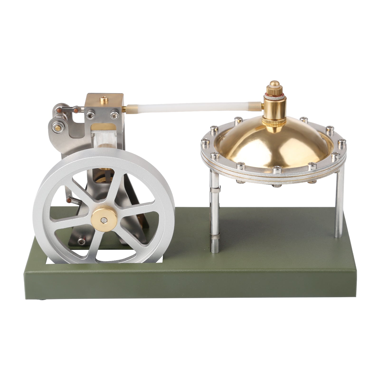 ENJOMOR Retro Metal Steam Engine with Boiler - Vertical Transparent Cylinder Steam Engine Model - STEM Toy