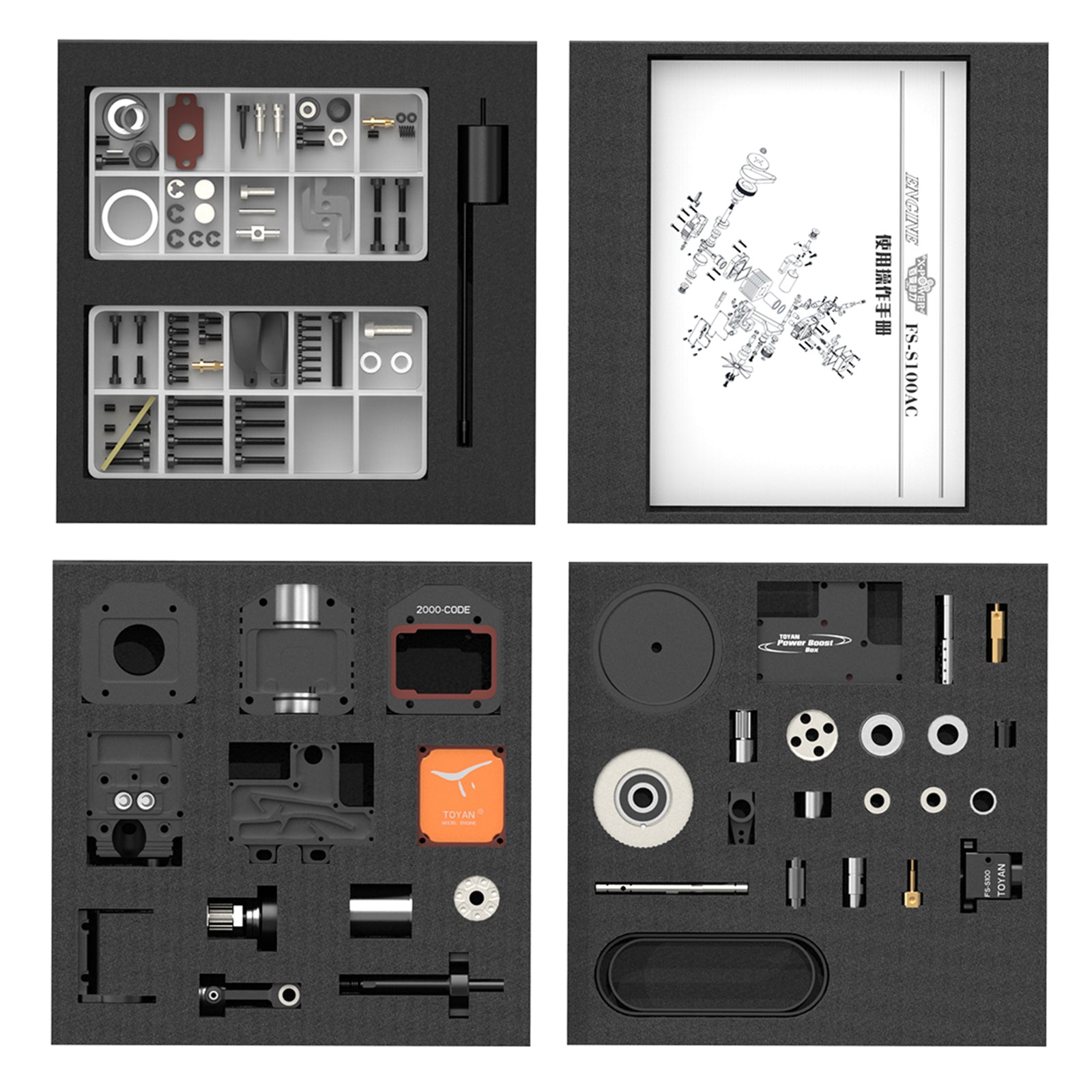 Toyan Engine FS-S100AC RC Engine Building Kit with Start Kit and Toyan Base - enginediy