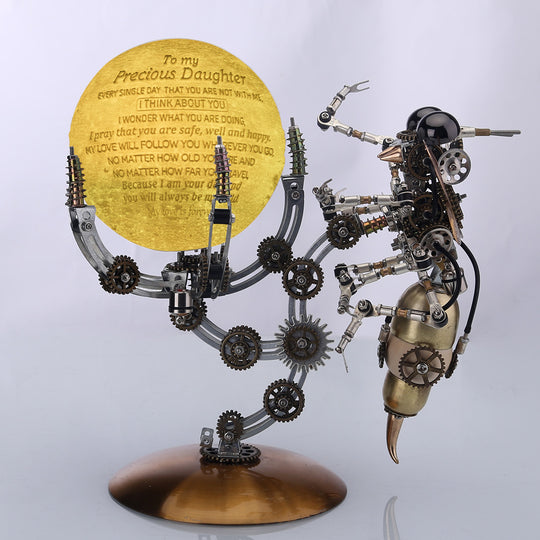 3D Metal Steampunk Galaxy Craft Puzzle Mechanical Wasp with 16 Colors Tap and Remote Control Lamp Model DIY Assembly for Home Decor Creative Gift-627PCS