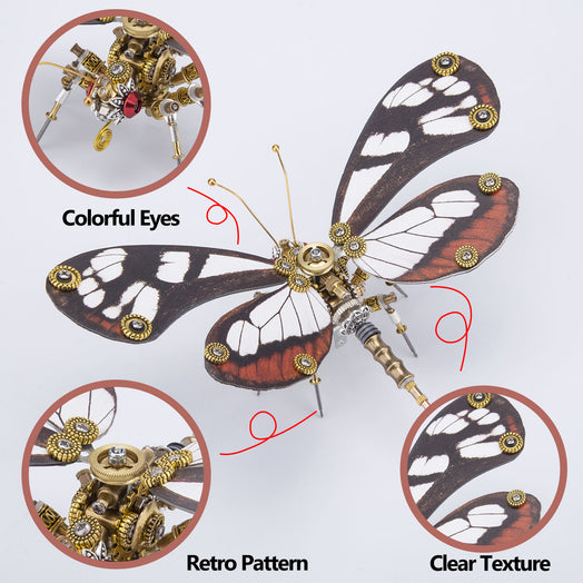 Steampunk 3D Butterfly Model Metal Puzzle DIY Assembly Kit for Kids, Teens and Adults (150PCS+)