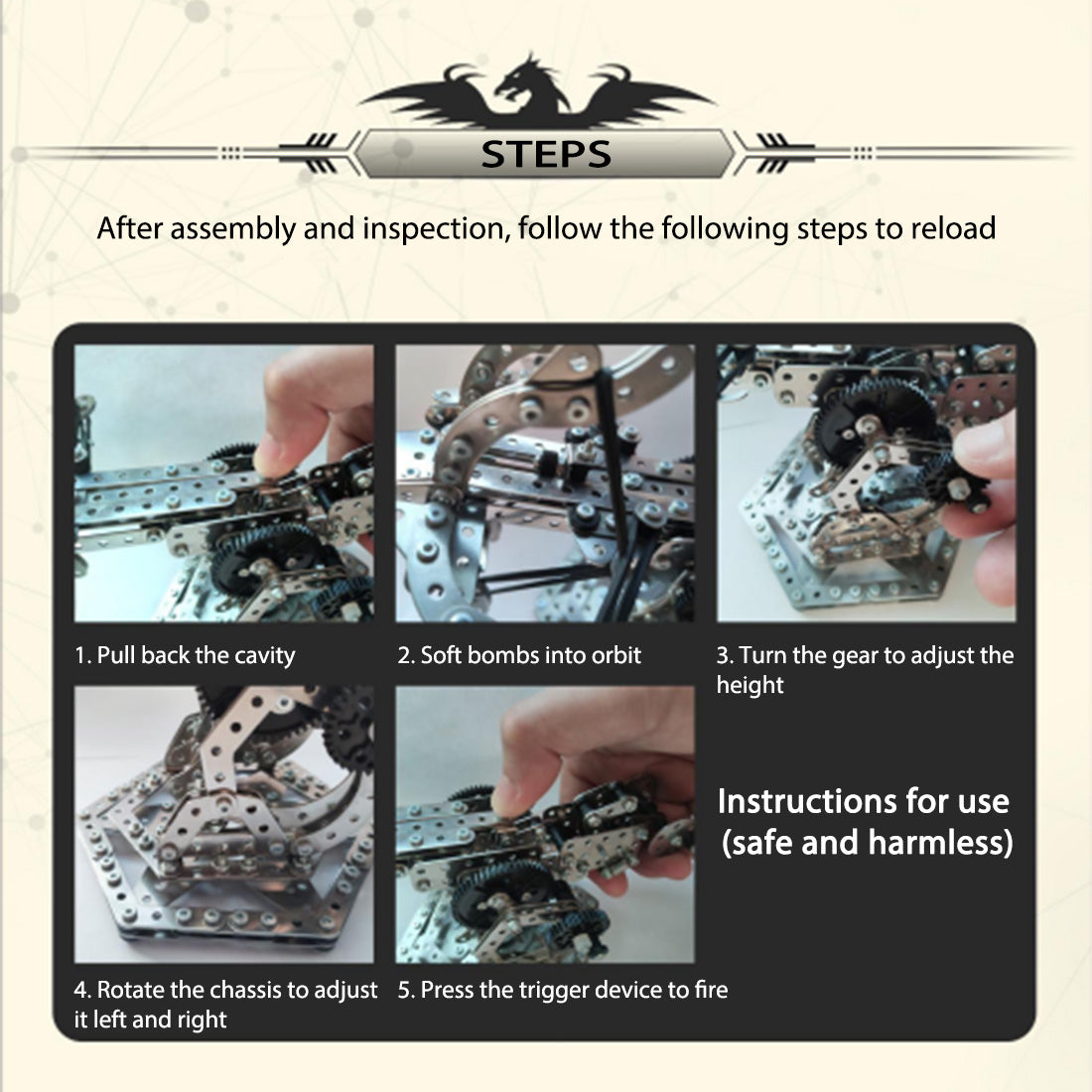 3D Metal Mechanical Puzzle Dragon Crossbow Model Assembly Kit for Kids, Teens, and Adults-812PCS