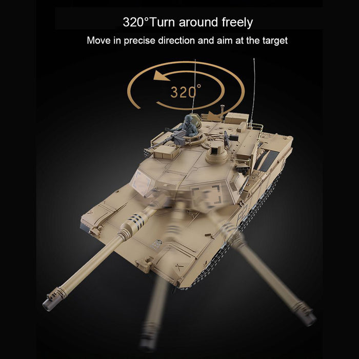 1/16 RC Tank US M1A2 Abrams Main Battle Tank 2.4G RC Military Vehicle Model with Lighting Sound Smoke Shooting Effect - 3918 Metal Ultimate Edition 7.0