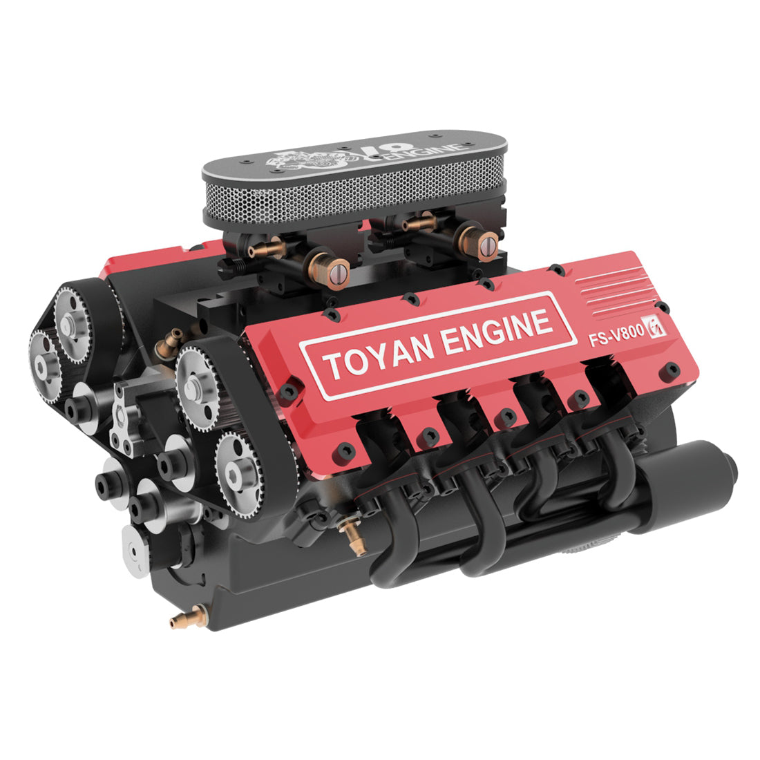 TOYAN & HOWIN V8 Engine FS-V800G 1/10 28cc Gasoline Engine with Starter Kit - Build Your Own V8 Engine - V8 Engine Model Kit That Works