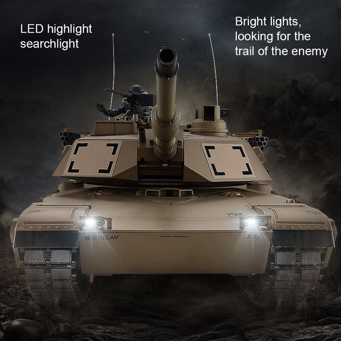 1/16 RC Tank US M1A2 Abrams Main Battle Tank 2.4G RC Military Vehicle Model with Lighting Sound Smoke Shooting Effect - 3918 Metal Ultimate Edition 7.0