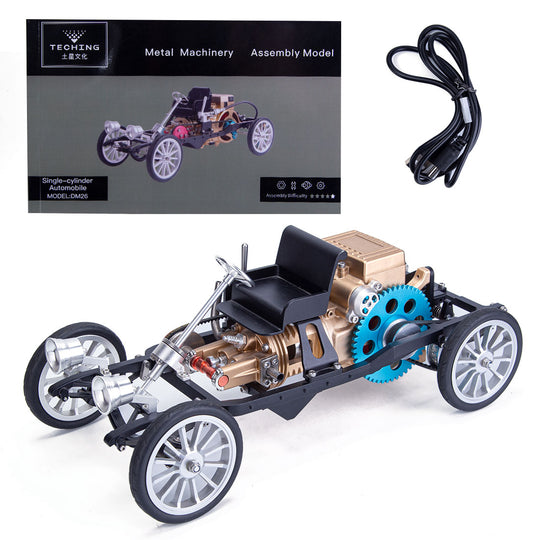 TECHING Car Engine Model Full Metal Assembled Single-cylinder Automobile Engine Model Gift Collection - Used (Assembled Version) Like New