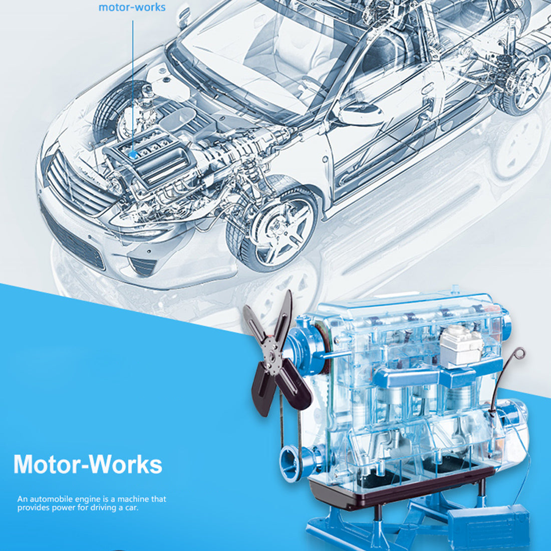 Smithsonian Motor Works Advanced Science Kit - Build Your Own 4 Cylinder Engine Model Kit - DIY Assembly Combustion Engine Kit