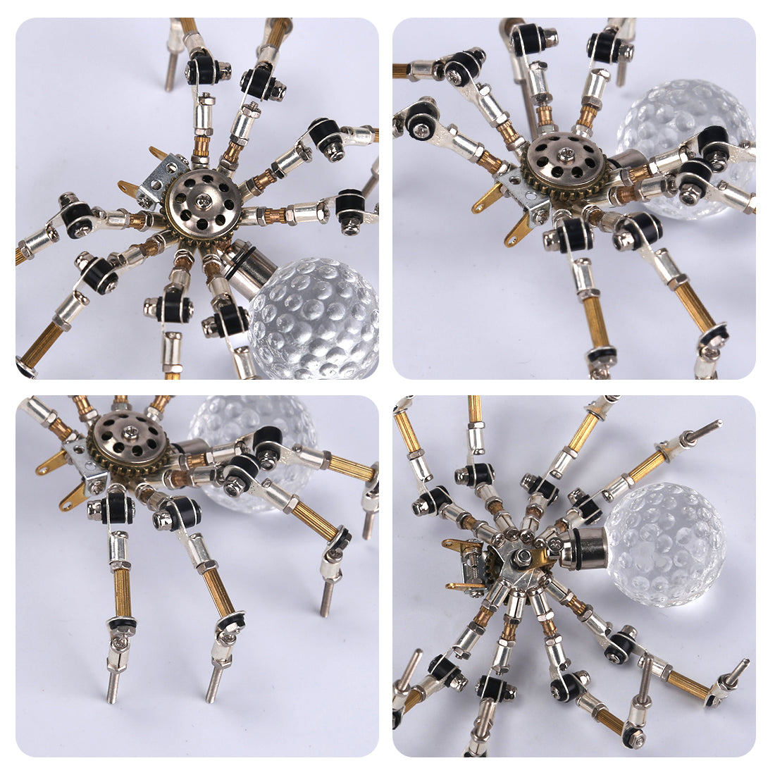 3D Metal Spider Model DIY Kits with 3CM Glowing LED Crystal Ball -270PCS+