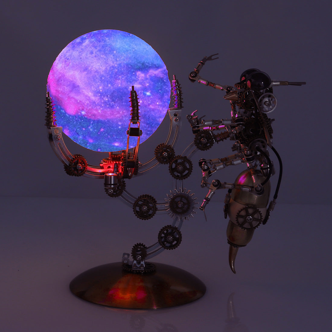 3D Metal Steampunk Galaxy Craft Puzzle Mechanical Wasp with 16 Colors Tap and Remote Control Lamp Model DIY Assembly for Home Decor Creative Gift-627PCS