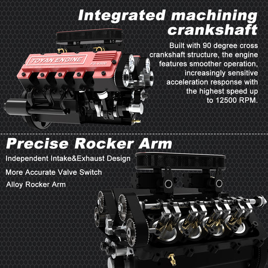 TOYAN V8 Engine FS-V800 28cc Nitro Engine - Build Your Own V8 Engine - V8 Engine Model Kit That Works