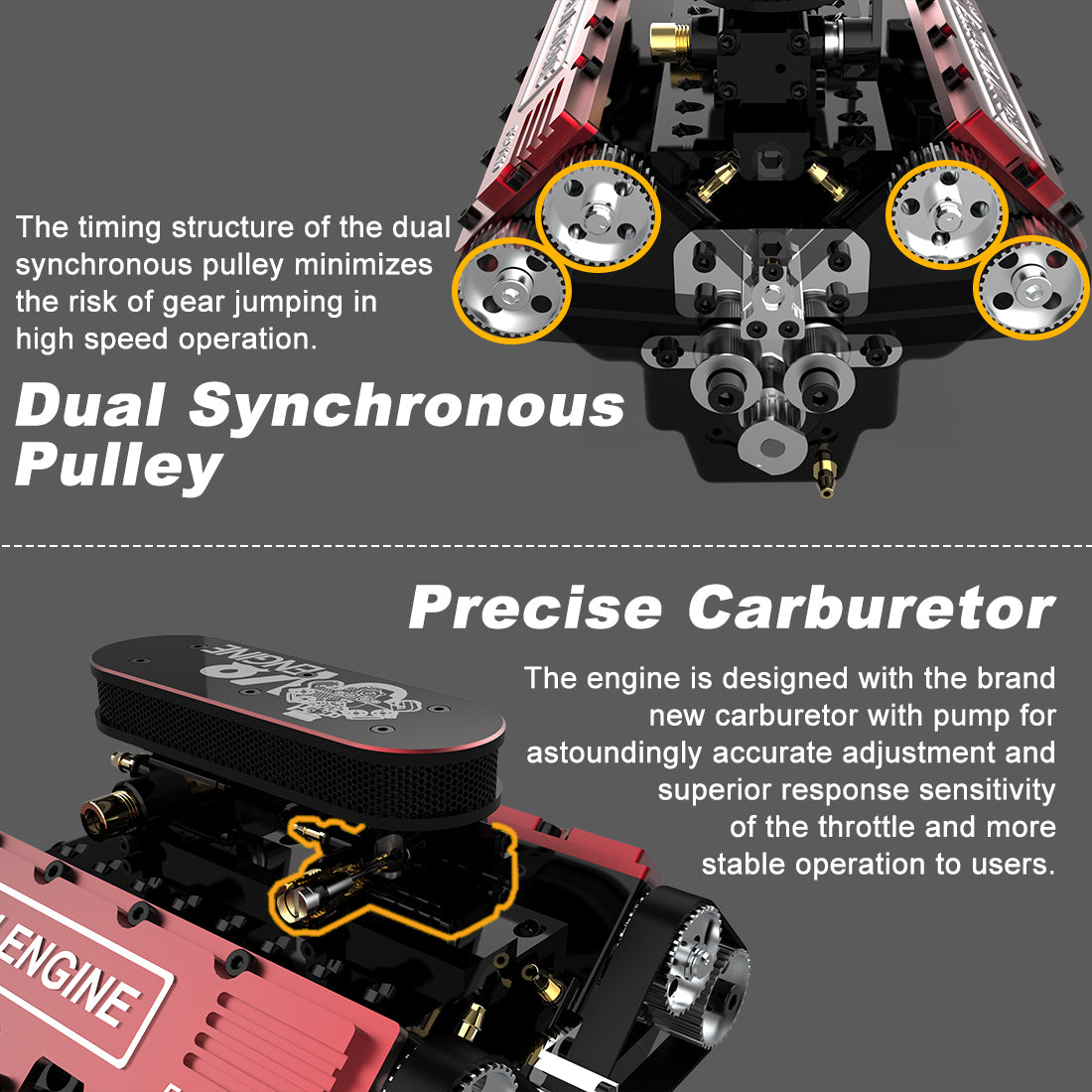 TOYAN V8 Engine FS-V800 28cc Nitro Engine - Build Your Own V8 Engine - V8 Engine Model Kit That Works