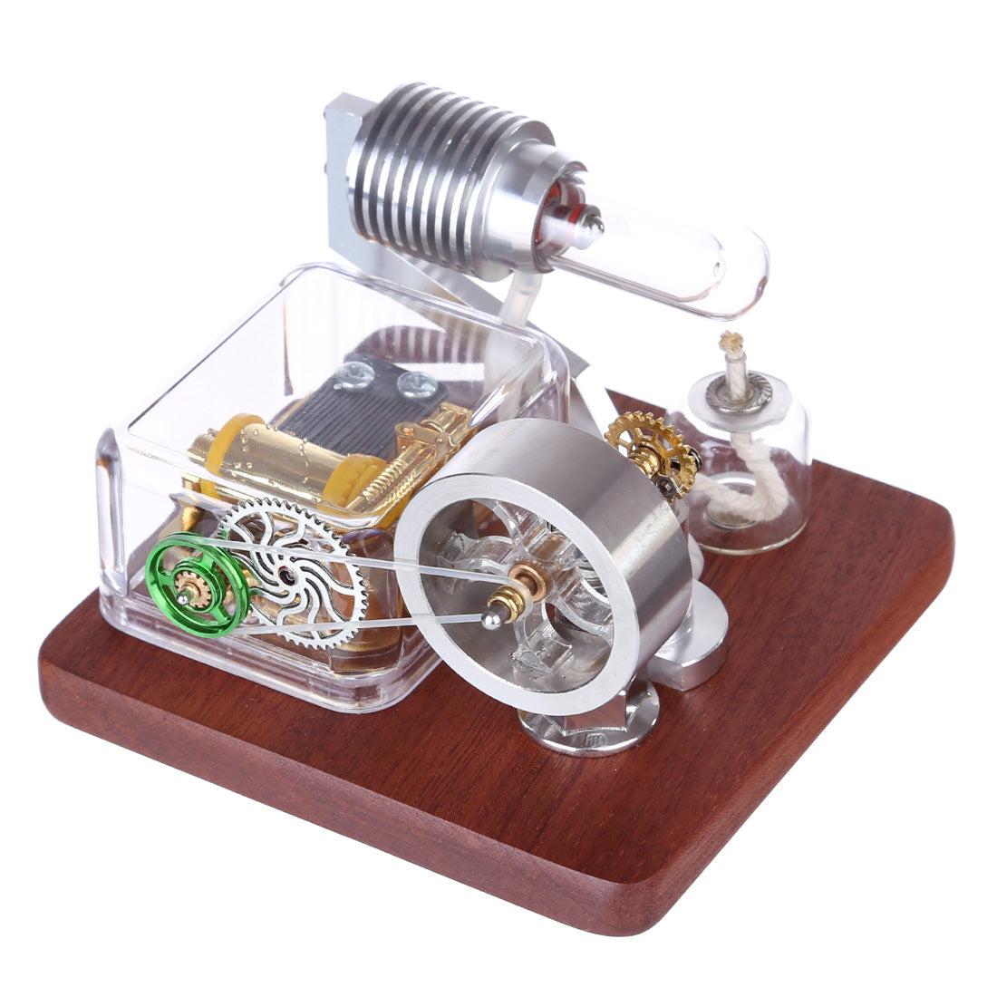 Stirling Engine Model with Rotating Mechanical Music Box Science Experiment Engine Toy - enginediy