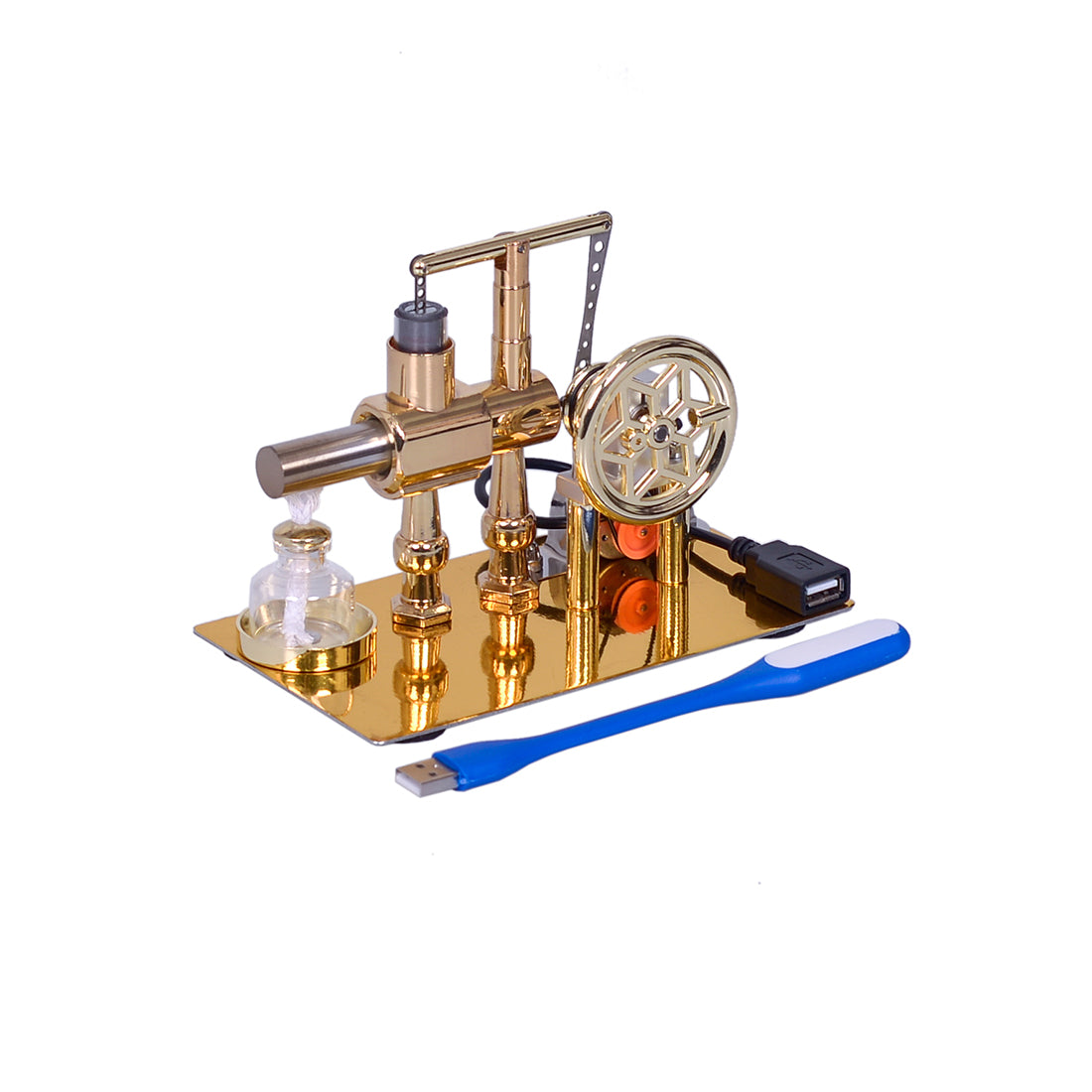 ENJOMOR Balance Single-cylinder Hot Air Stirling Engine Model with USB Light - Gift Collection