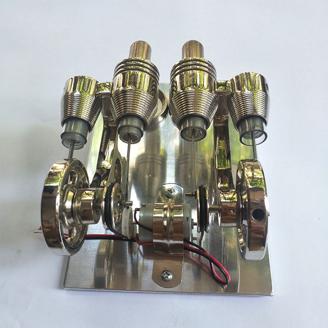 Two-cylinder Stirling Engine Model with LED Metal Generator External Combustion Engine Model - enginediy