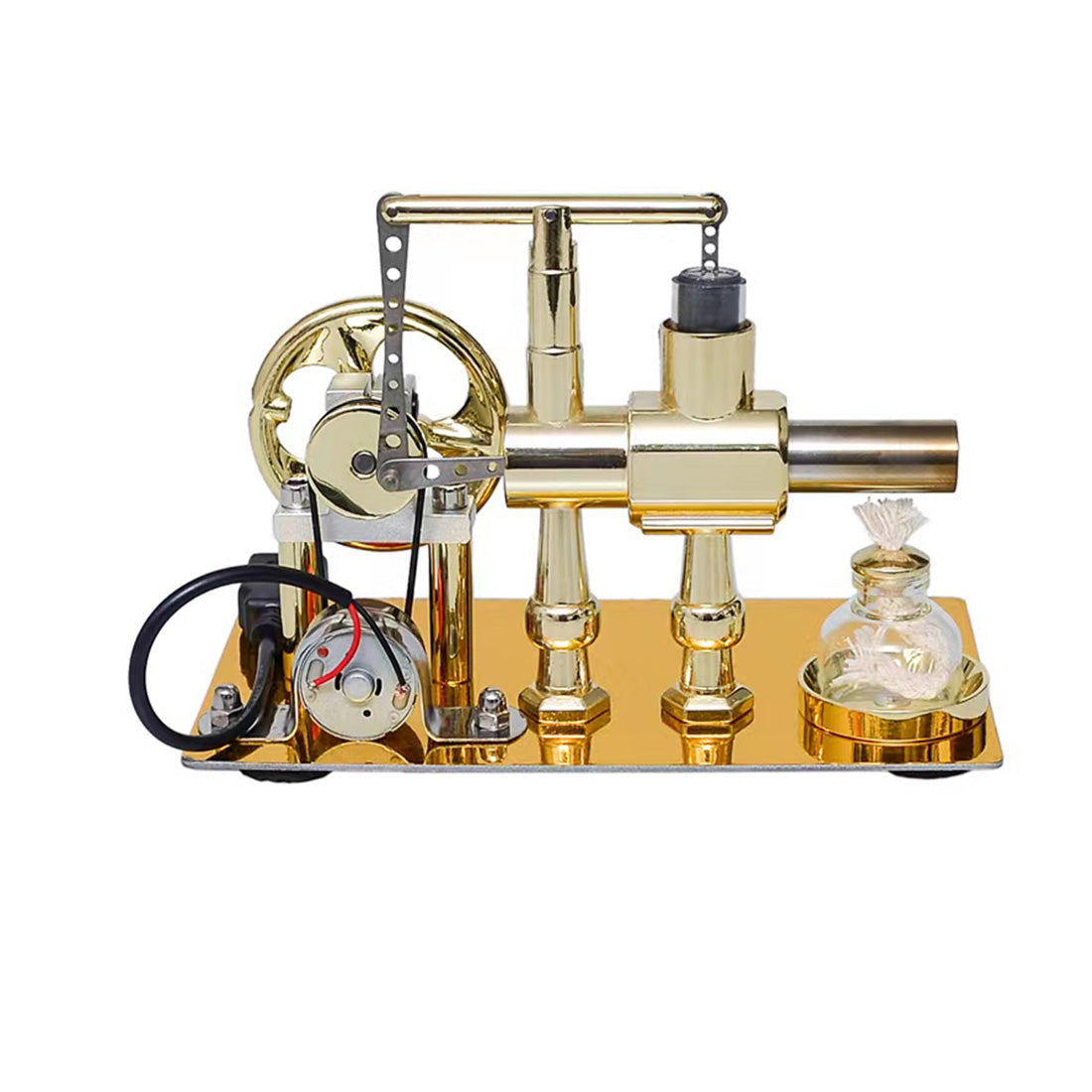 ENJOMOR Balance Single-cylinder Hot Air Stirling Engine Model with USB Light - Gift Collection