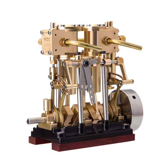 KACIO LS2-13S Vertical Steam Engine 2-cylinder Reciprocating Steam Engine with Oil Cup Reverse Rotation Steam Model Boat