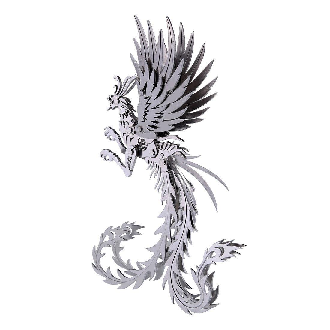 3D Puzzle Model Kit Mechanical Oriental Mystery Creature Silver Phoenix Metal Games DIY Assembly Jigsaw Crafts Creative Gift