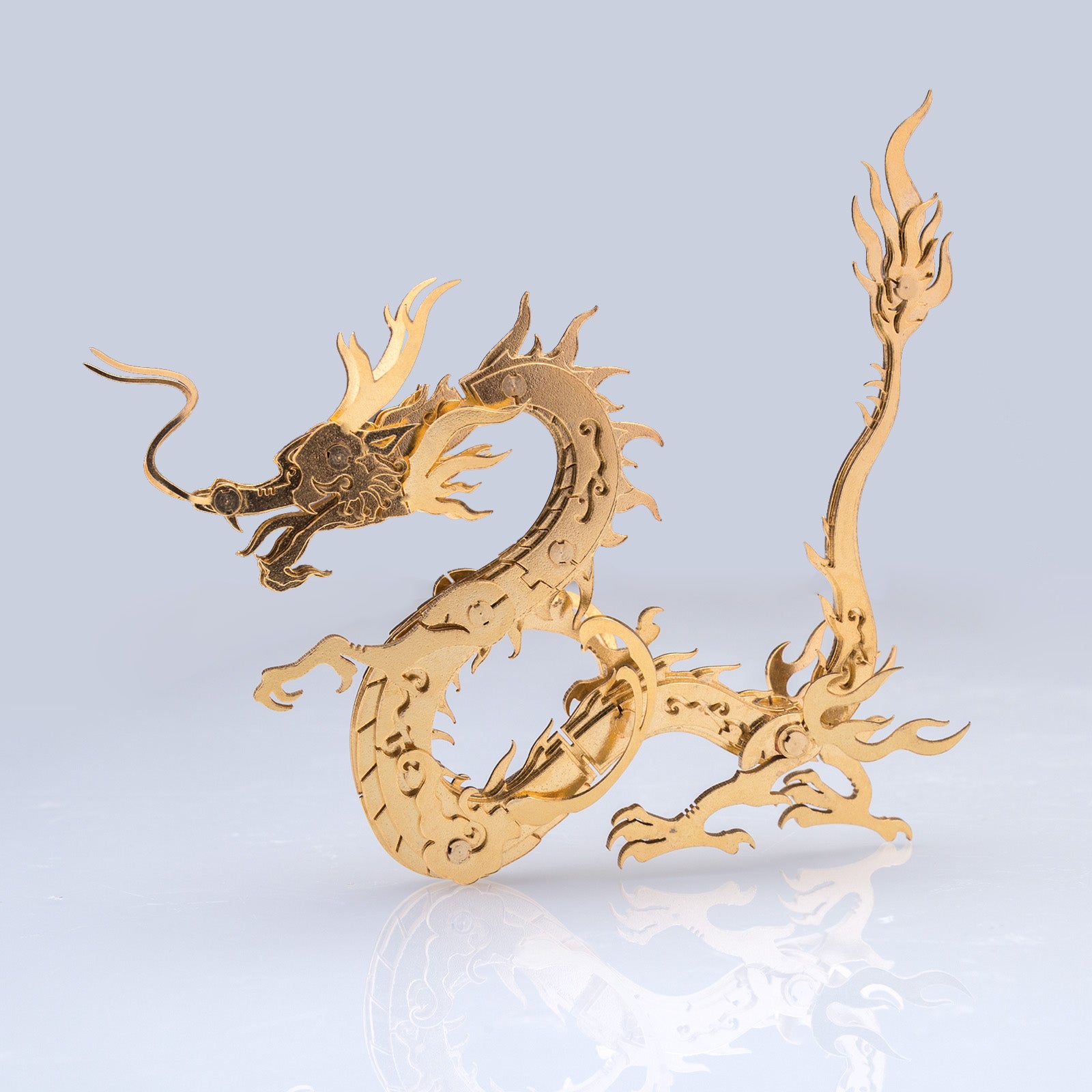 100Pcs+ DIY Metal Assembly Oriental Mythological Creatures Golden Chinese Dragon