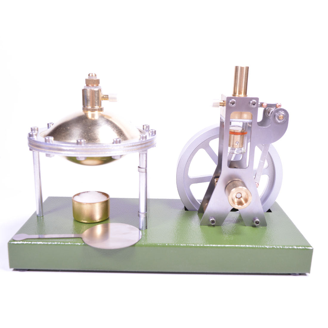 ENJOMOR Retro Metal Steam Engine with Boiler - Vertical Transparent Cylinder Steam Engine Model - STEM Toy