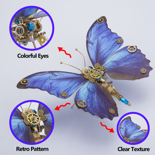 Steampunk 3D Butterfly Model Metal Puzzle DIY Assembly Kit for Kids, Teens and Adults (150PCS+)