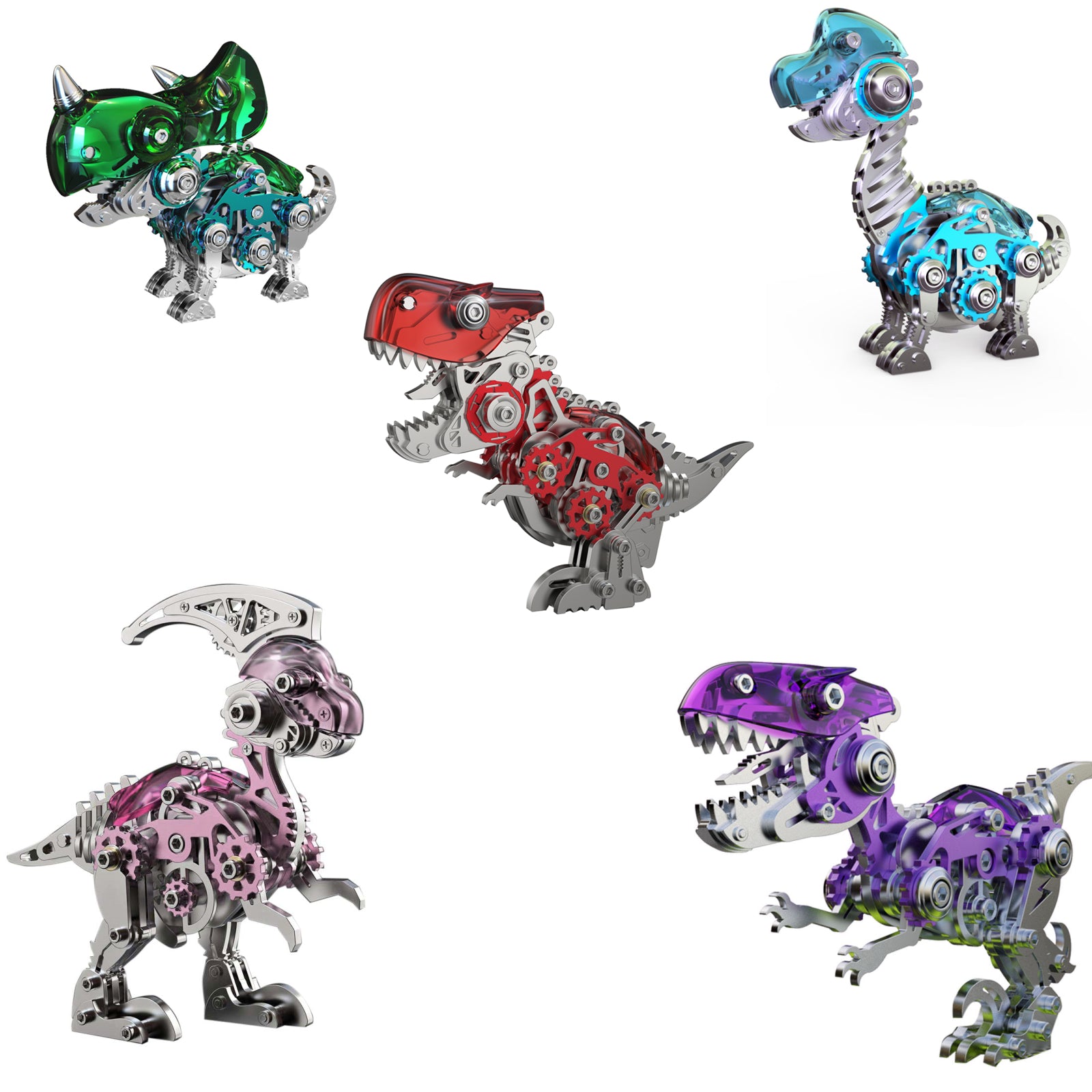 3D Metal Mechanical Dinosaur Model Kit DIY Assembly Model - Classic Five Styles