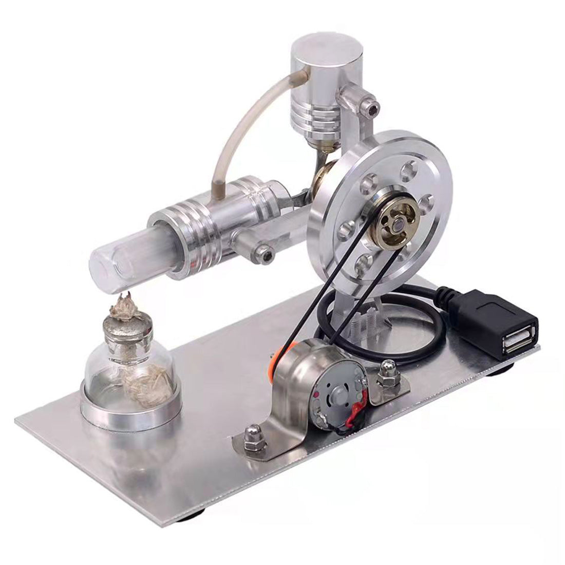 L-shape Stirling Engine Model with USB Connector and Night Light